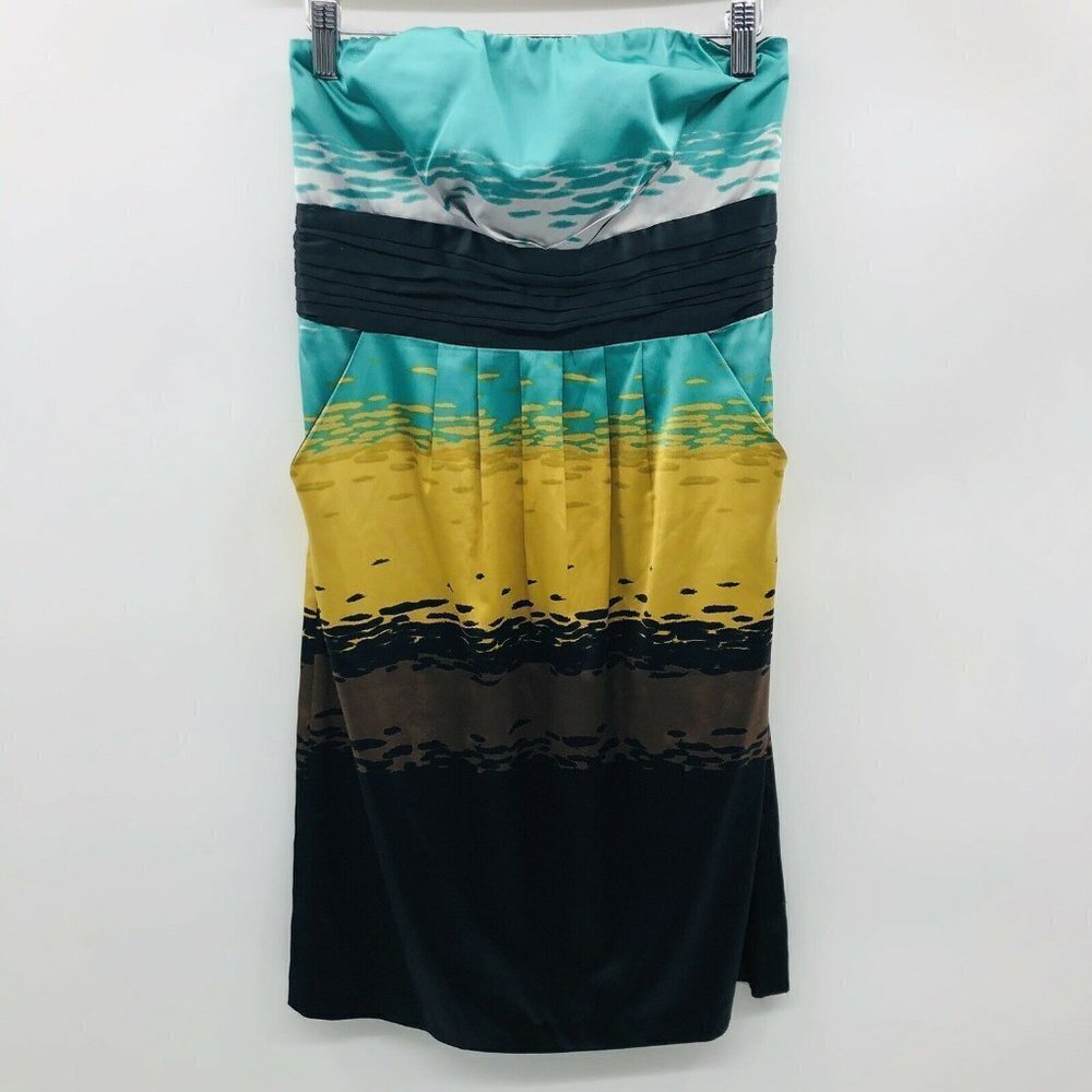 The Limited Printed Colorblock Strapless Dress 431